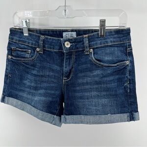 Aeropostale Womens Junior Shorts 5/6 Blue Denim Cuffed Stretch Zipup
